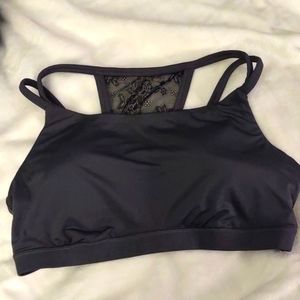 Adore Me Sports Bra Dark Gray w/lace back sz 0X NWT